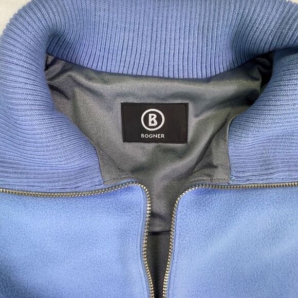 Bogner Blue Fleece Lined Half Zip Mock Neck Long Sleeve Pullover Sweater Size 40 - Picture 4 of 12